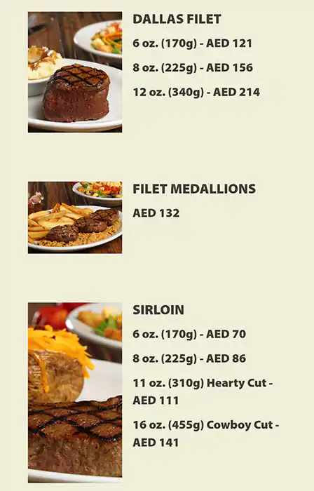 Texas Roadhouse - تكساس رودهاوس Menu 