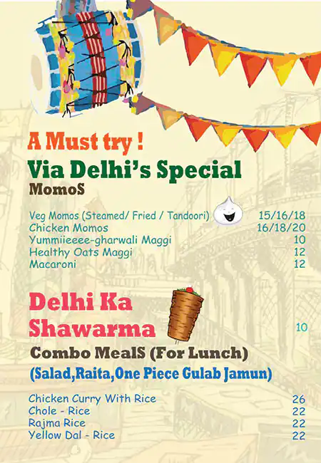 Via Delhi Menu, Menu for Via Delhi, Najda, Abu Dhabi 