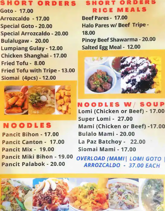 Pinoy Avenue Menu, Menu for Pinoy Avenue, Mussafah Shabiya, Abu Dhabi 