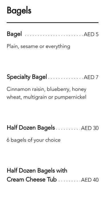 Bagel Factory Menu, Menu for Bagel Factory, Al Markaziya, Abu Dhabi 