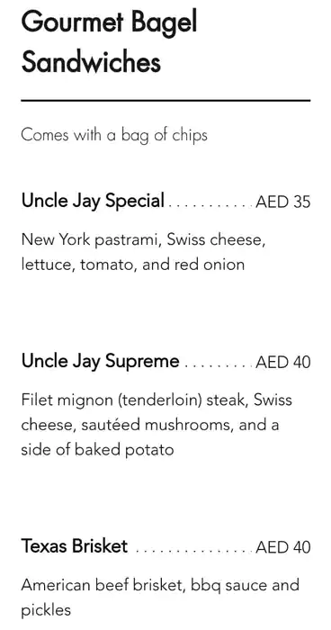 Bagel Factory Menu, Menu for Bagel Factory, Al Markaziya, Abu Dhabi 