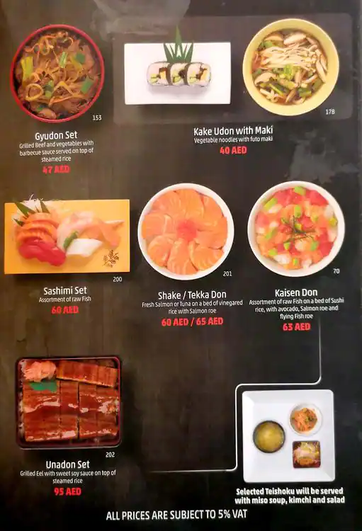 Samurai Japanese Restaurant Menu 