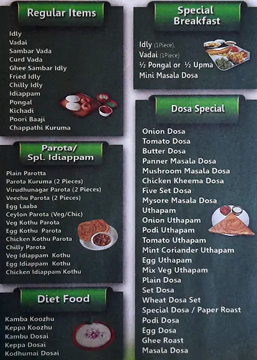 Spicy Tamilnadu Restaurant Menu 