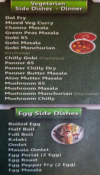 Spicy Tamilnadu Restaurant Menu 