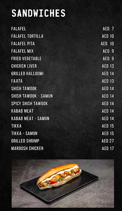 Maroosh Menu, Menu for Maroosh, Al Dhafrah, Abu Dhabi 