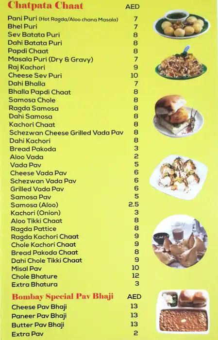 Chaat Junction Menu, Menu for Chaat Junction, Madinat Zayed, Abu Dhabi 