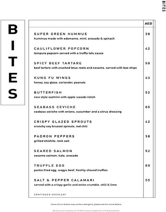 BB Social Dining Restaurant Menu