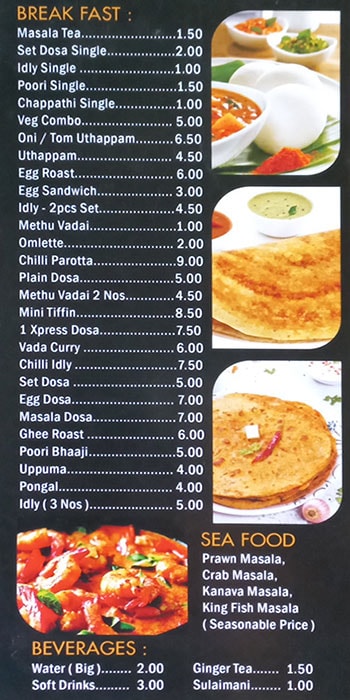 Curry Xpress Restaurant Menu