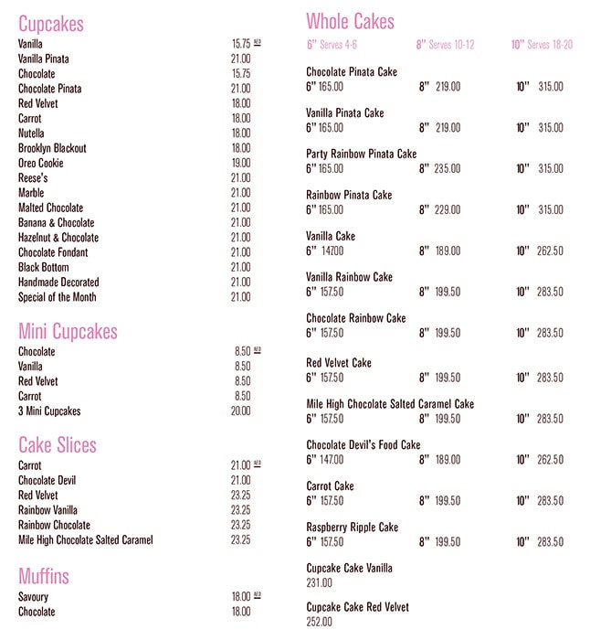 Hummingbird Bakery - هامنجبيرد بيكري Restaurant Menu