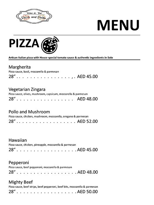 Italian De Tour Restaurant Menu