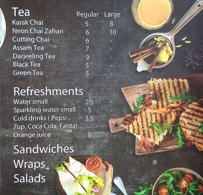 Neon Cafe Restaurant Menu