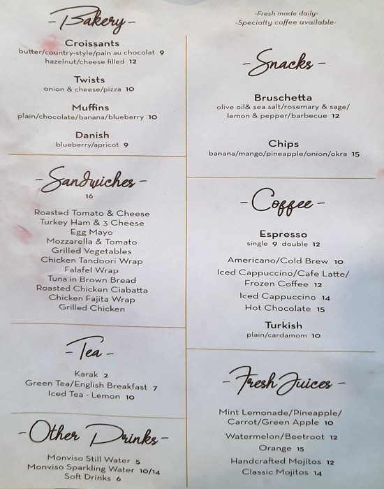 Prime Coffee House Restaurant Menu