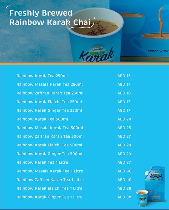 Rainbow Karak Chai Restaurant Menu