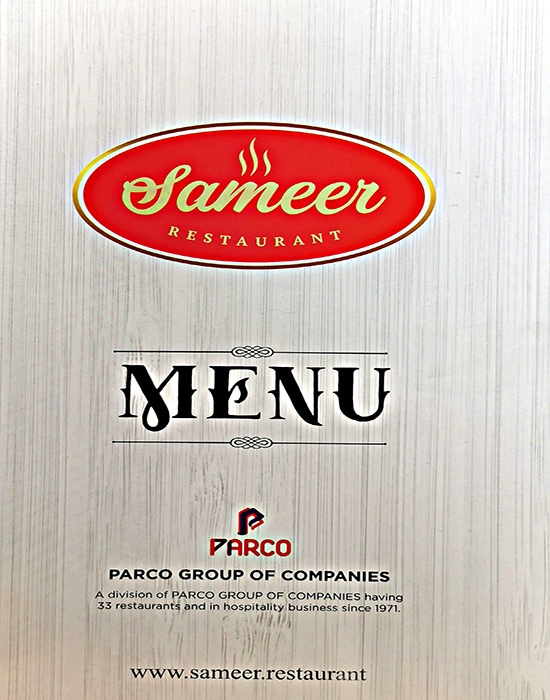 Sameer  Restaurant Menu