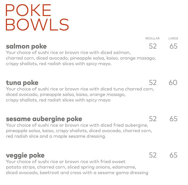 YO! Poke by YO! Sushi Restaurant Menu